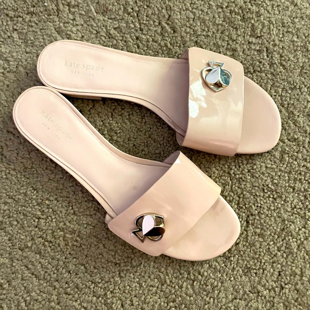 Kate Spade Tan Color Logo Buckle Flat Sandals